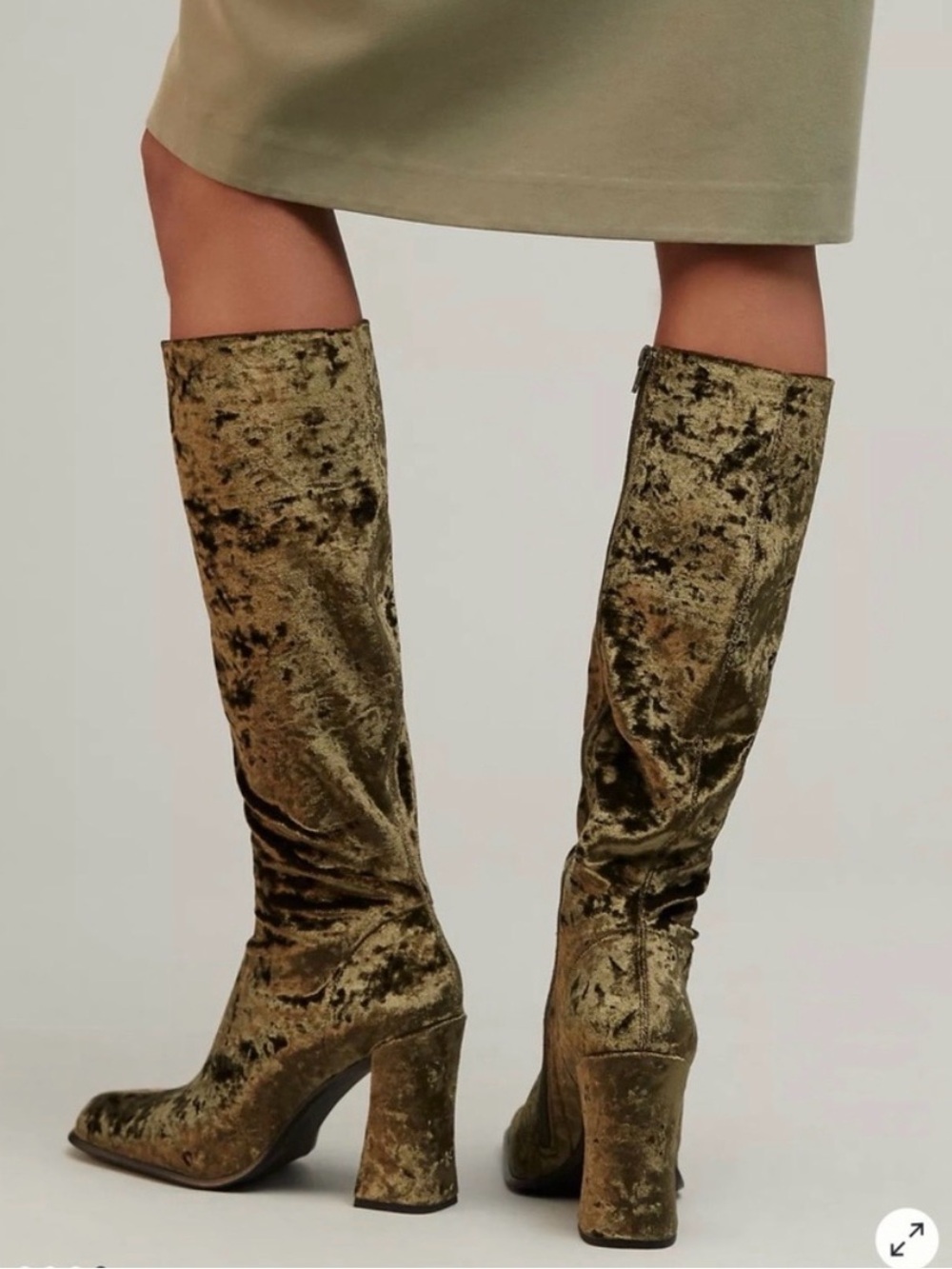 Jeffrey Campbell Naissance Knee High Boots Brown Crushed Velvet Size 8.5